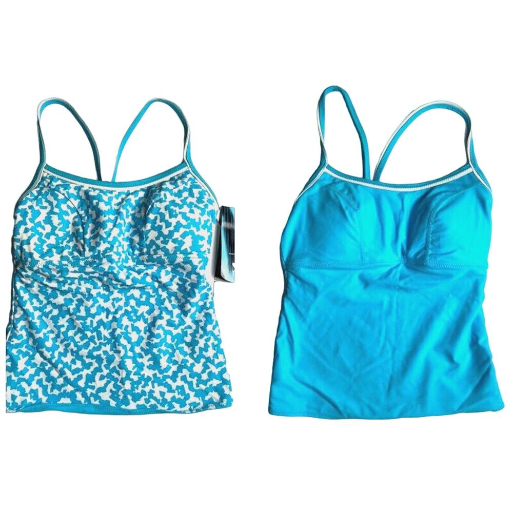 TYR BRIGHT IDEA Reversible Tankini Top - Blue White- Size XS - $56